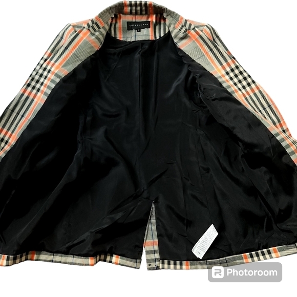 Endless Rose Sz M Neon Orange and Tan Plid Blazer Jacket - Picture 3 of 9